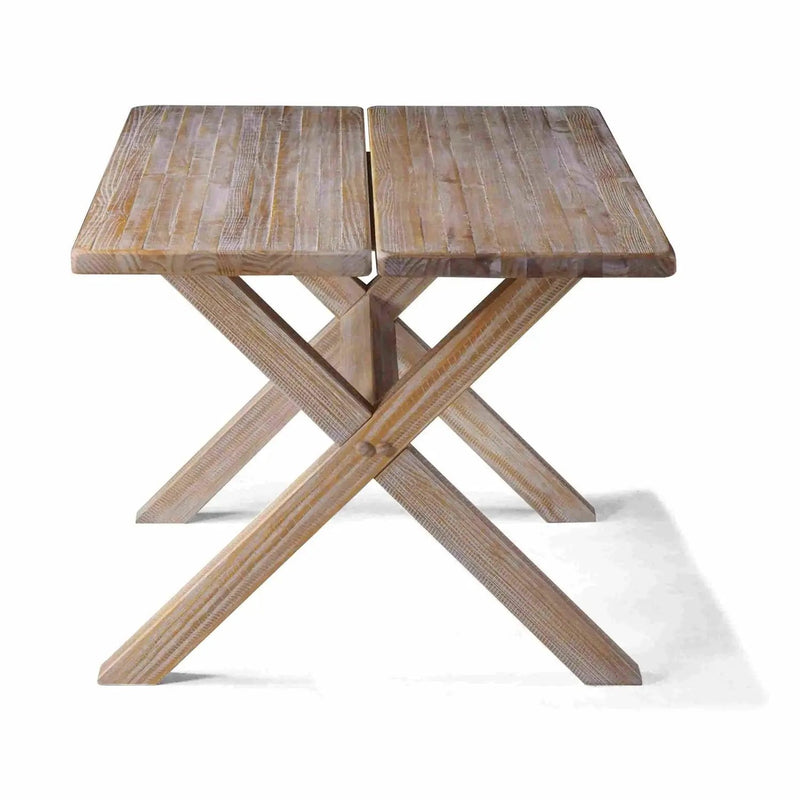 Modern Farmhouse Solid Pine Wood Dining Table in Distressed Driftwood Finish by HomePacific