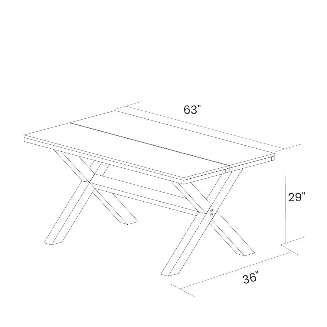Modern Farmhouse Solid Pine Wood Dining Table in Distressed Driftwood Finish by HomePacific