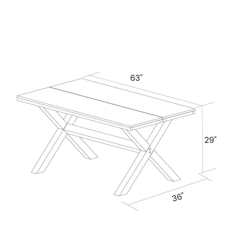 Modern Farmhouse Solid Pine Wood Dining Table in Distressed Driftwood Finish by HomePacific