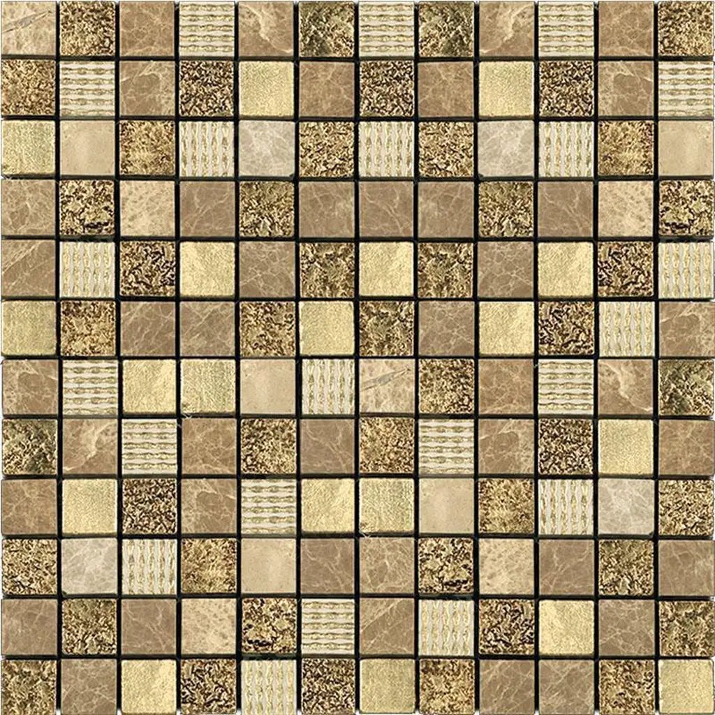 Beige 12x12 Polished Foiled Square Glass Resin Stone Mosaic Tile (10 pack, 9.51 sq ft/case) by Apollo Tile