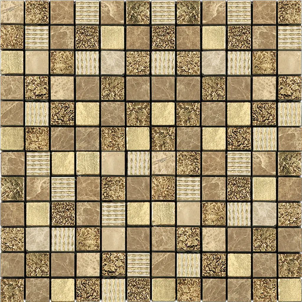 Beige 12x12 Polished Foiled Square Glass Resin Stone Mosaic Tile (10 pack, 9.51 sq ft/case) by Apollo Tile