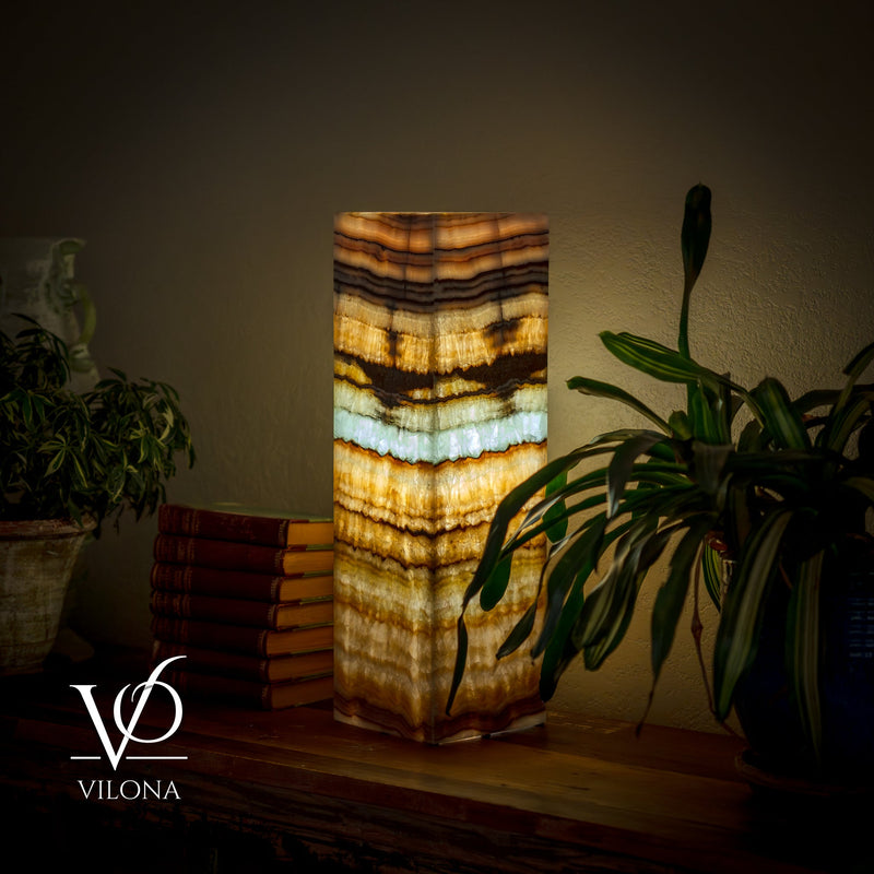 Aqua Onyx Square Table Lamp - 20" Tall, x 6"x 6" Square (Medium #65), photo 3 of 10