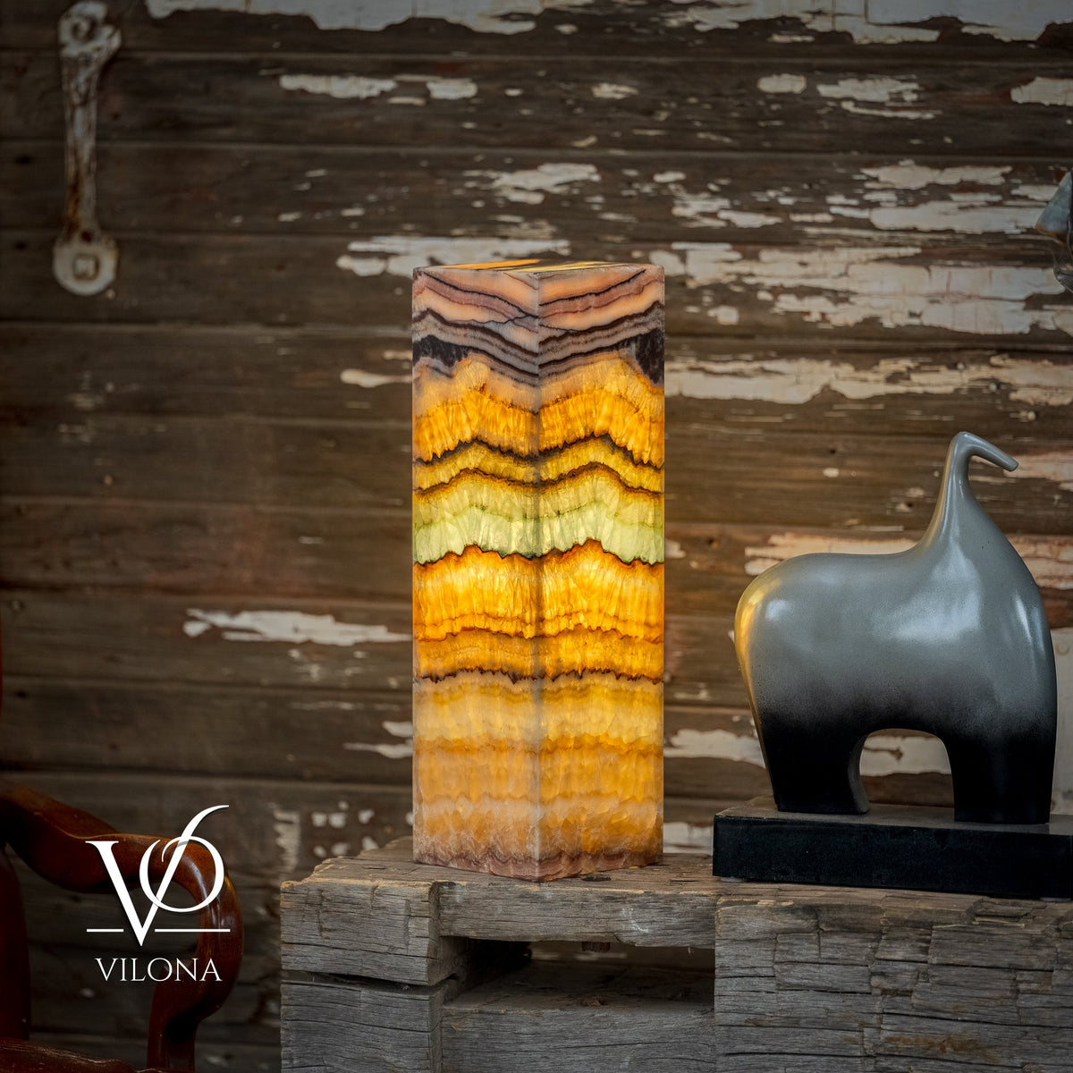 Aqua Onyx Square Table Lamp - 20" Tall, x 6"x 6" (Medium #67), photo 4 of 9
