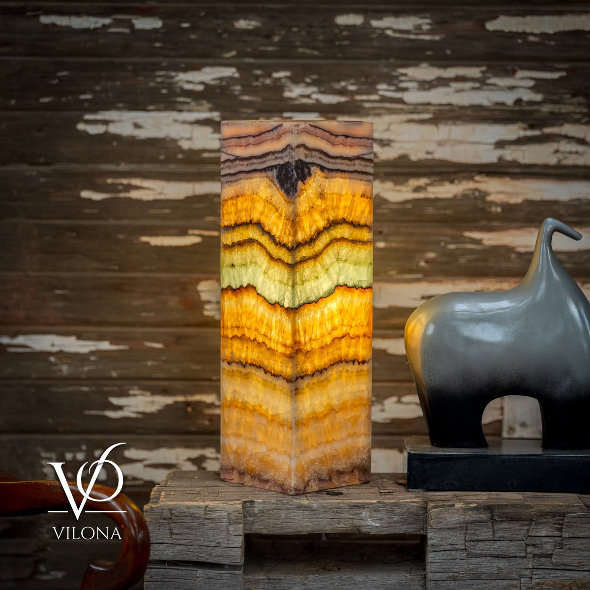 Aqua Onyx Square Table Lamp - 20" Tall, x 6"x 6" (Medium #67), photo 8 of 9