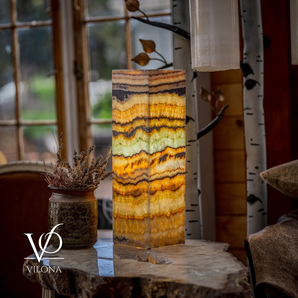 Aqua Onyx Square Table Lamp - 20" Tall, x 6"x 6" (Medium #68), photo 3 of 8