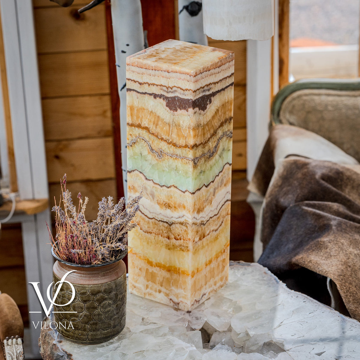 Aqua Onyx Square Table Lamp - 20" Tall, x 6"x 6" (Medium #68), photo 6 of 8