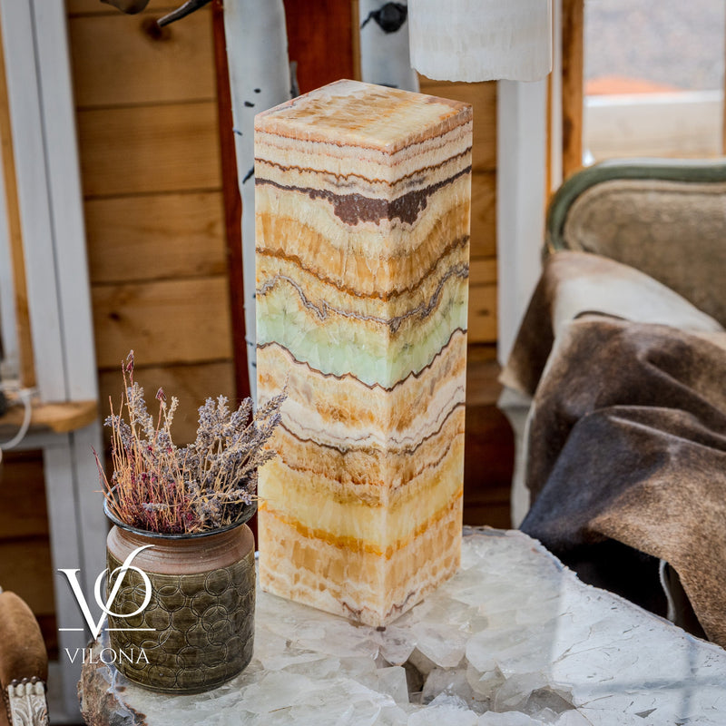 Aqua Onyx Square Table Lamp - 20" Tall, x 6"x 6" (Medium #68), photo 6 of 8