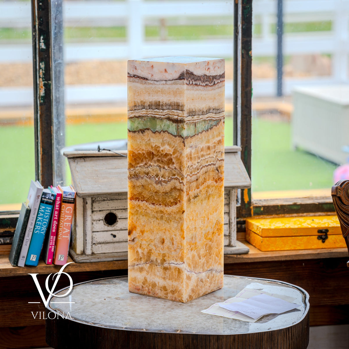 Aqua Onyx Square Table Lamp - 20" Tall, x 6"x 6" (Medium #69), photo 4 of 8