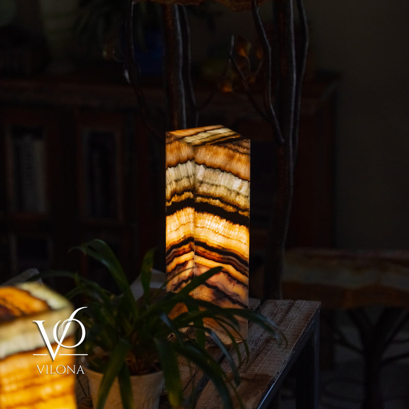Aqua Onyx Square Table Lamp - 20" Tall, x 6"x 6" (Medium #73), photo 5 of 10