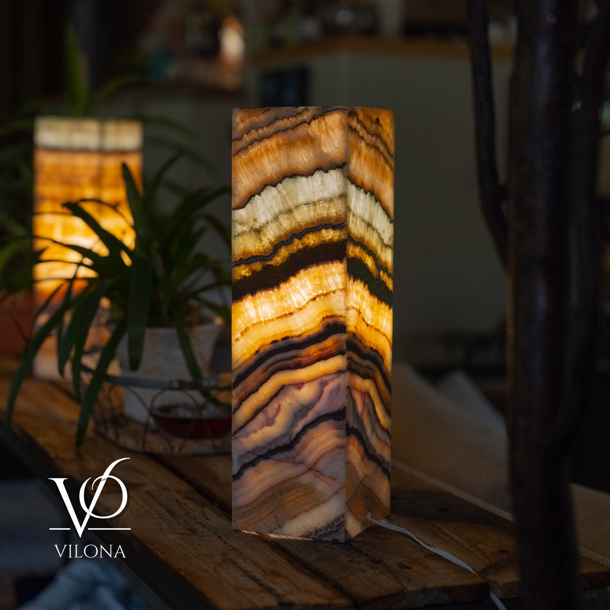 Aqua Onyx Square Table Lamp - 20" Tall, x 6"x 6" (Medium #73), photo 8 of 10
