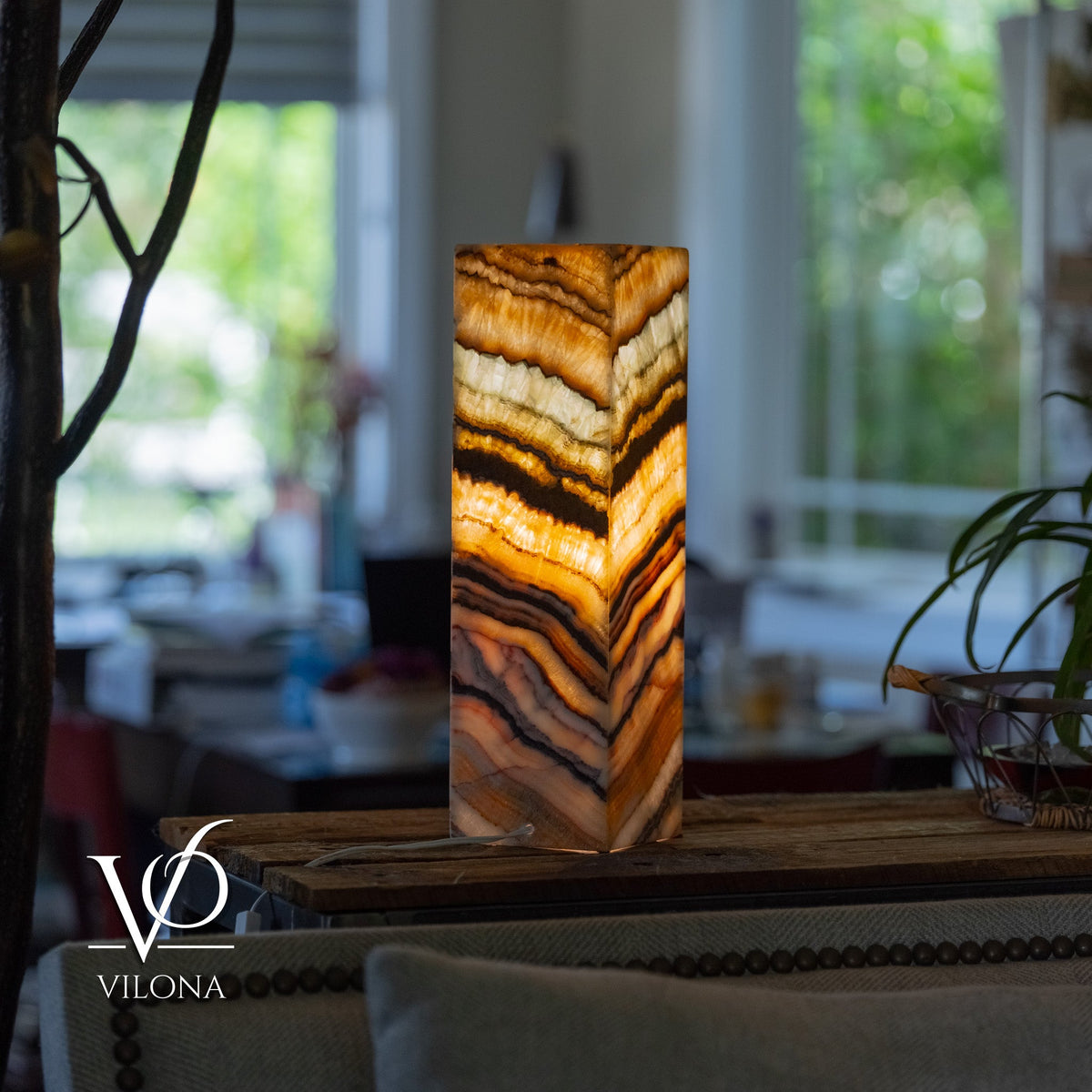 Aqua Onyx Square Table Lamp - 20" Tall, x 6"x 6" (Medium #73), photo 4 of 10