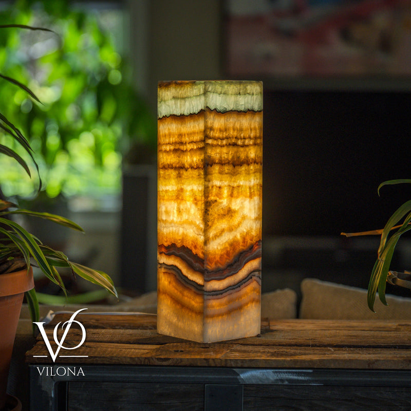 Aqua Onyx Square Table Lamp - 20" Tall, x 6"x 6" (Medium #71), photo 3 of 9