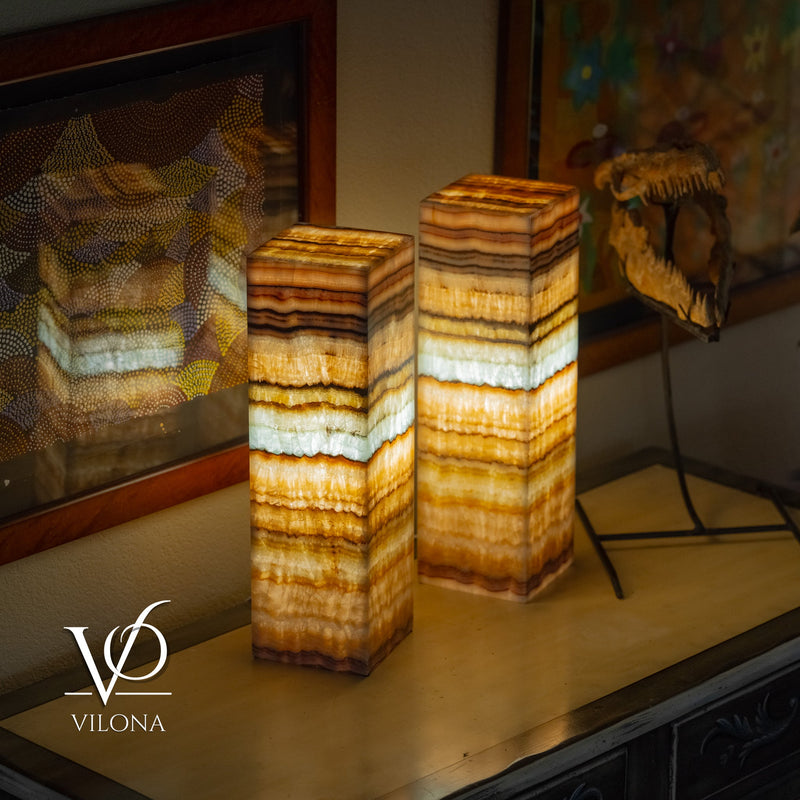 Aqua Onyx Square Table Lamp - 20" Tall, x 6"x 6" (Medium Pair #72), photo 8 of 8