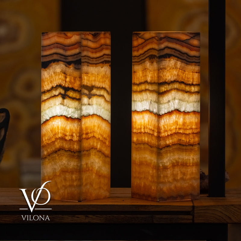 Aqua Onyx Square Table Lamp - 20" Tall, x 6"x 6" (Medium Pair #74), photo 5 of 9