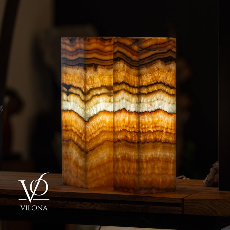Aqua Onyx Square Table Lamp - 20" Tall, x 6"x 6" (Medium Pair #74)