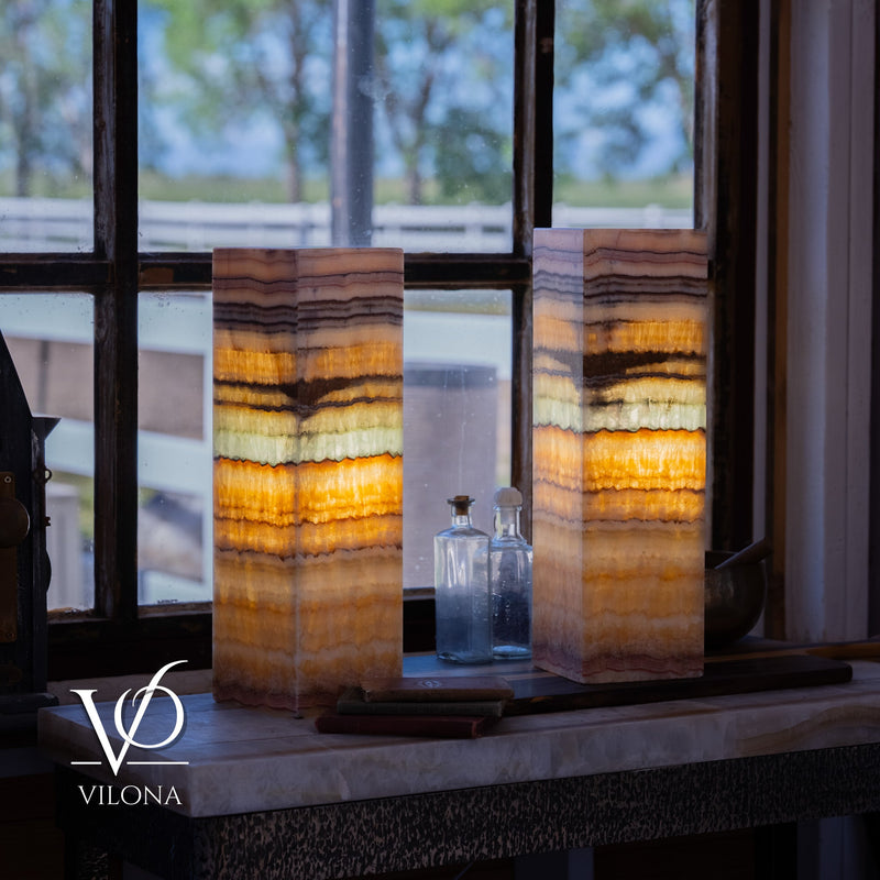 Aqua Onyx Square Table Lamp - 20" Tall, x 6"x 6" (Medium Pair #75), photo 4 of 11