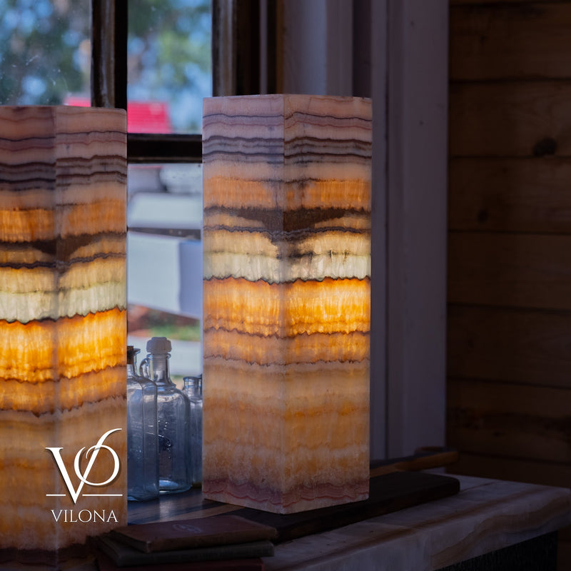 Aqua Onyx Square Table Lamp - 20" Tall, x 6"x 6" (Medium Pair #75), photo 6 of 11