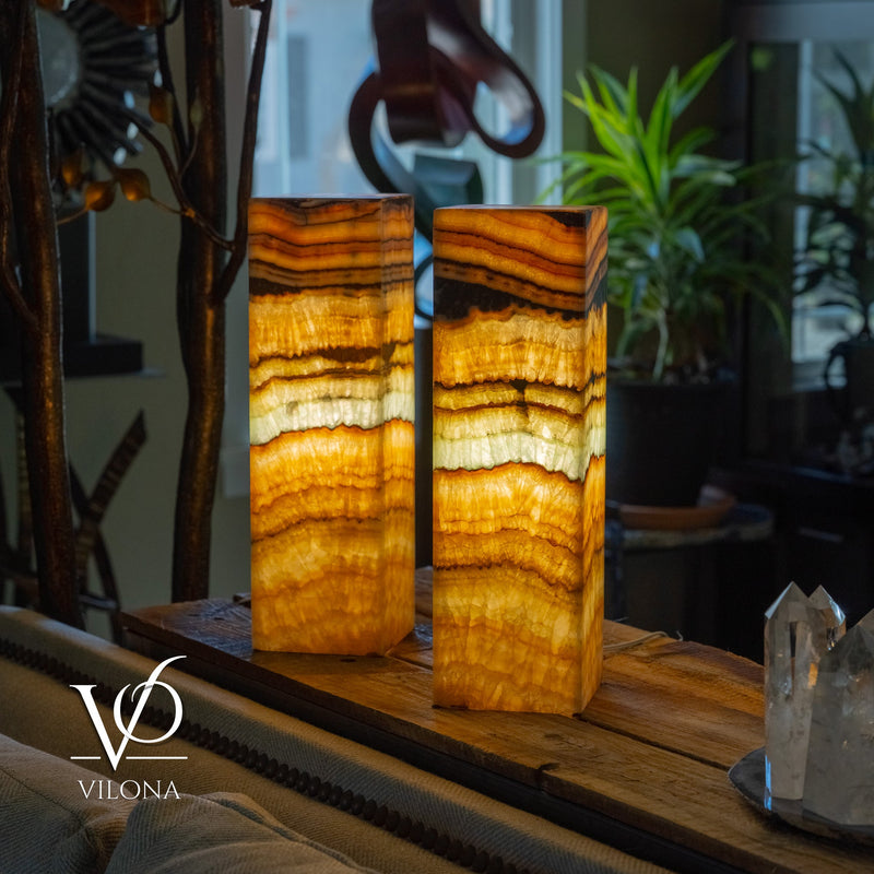 Aqua Onyx Square Table Lamp - 20" Tall, x 6"x 6" (Medium Pair #77), photo 5 of 11