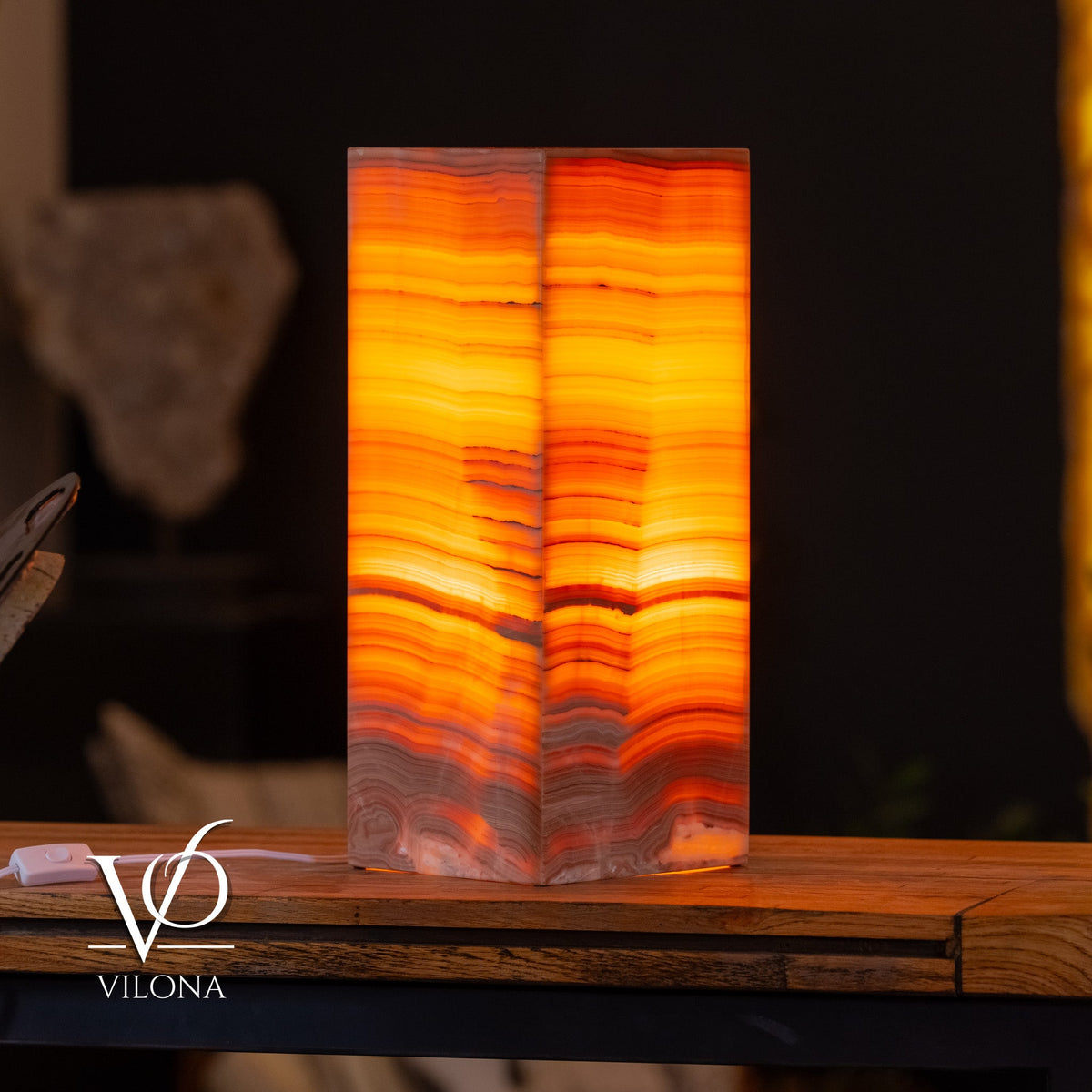 Miami Sunset Onyx Table Lamp – 20″ × 8″ Large Square #1, photo 8 of 11
