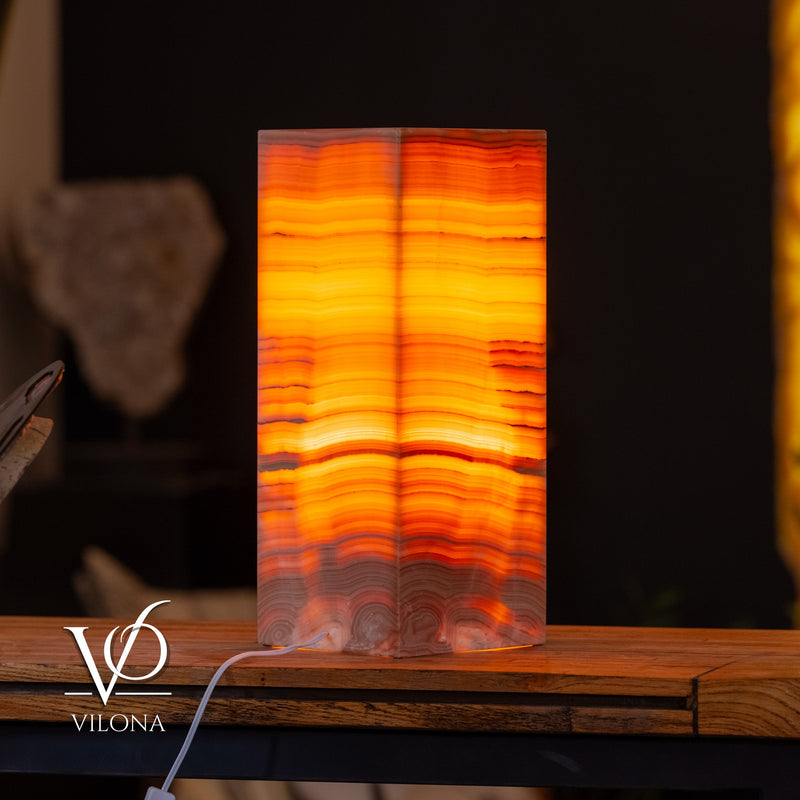 Miami Sunset Onyx Table Lamp – 20″ × 8″ Large Square #1, photo 2 of 11