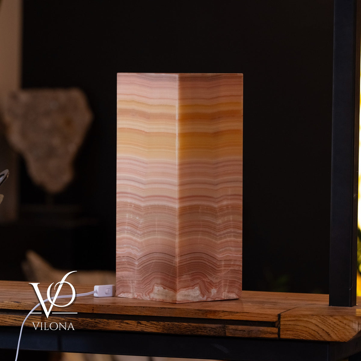 Miami Sunset Onyx Table Lamp – 20″ × 8″ Large Square #1, photo 5 of 11