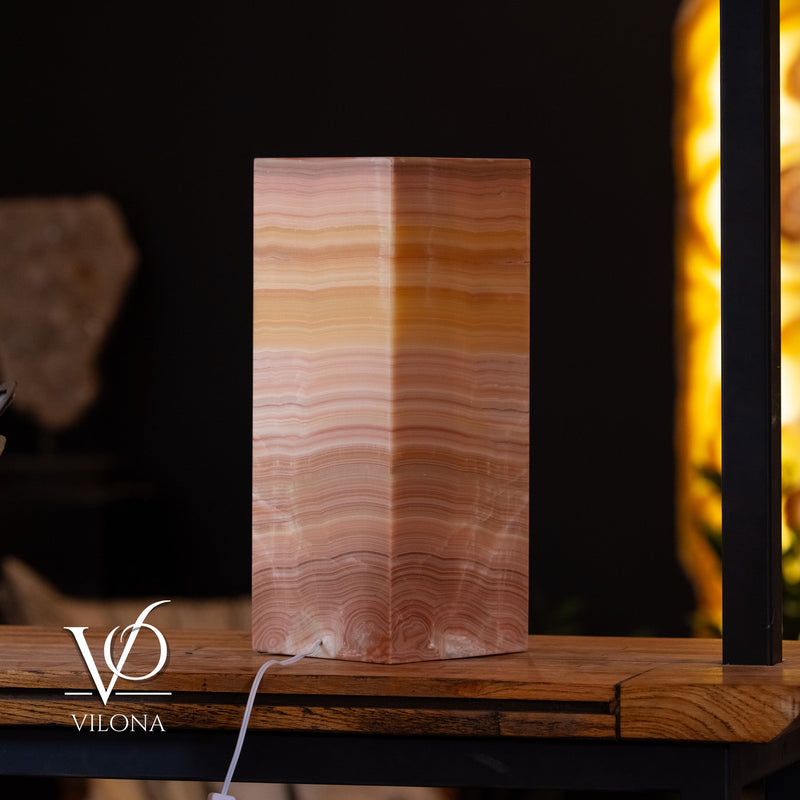 Miami Sunset Onyx Table Lamp – 20″ × 8″ Large Square #1, photo 3 of 11