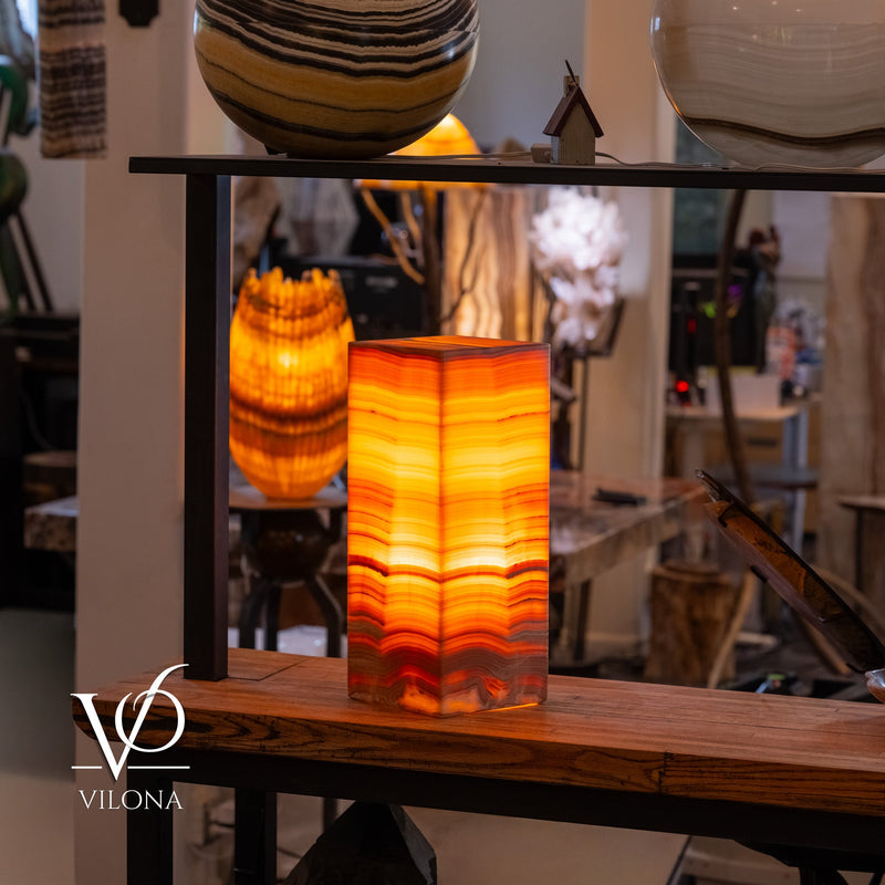 Miami Sunset Onyx Table Lamp – 20″ × 8″ Large Square #1, photo 10 of 11