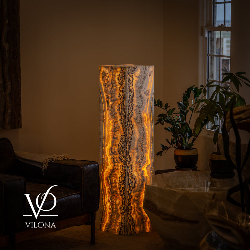 Golden Cloud Onyx Floor Lamp – Exotic – Medium – 51″ H × 12″ W × 12″ D – Square – #1, photo 5 of 15