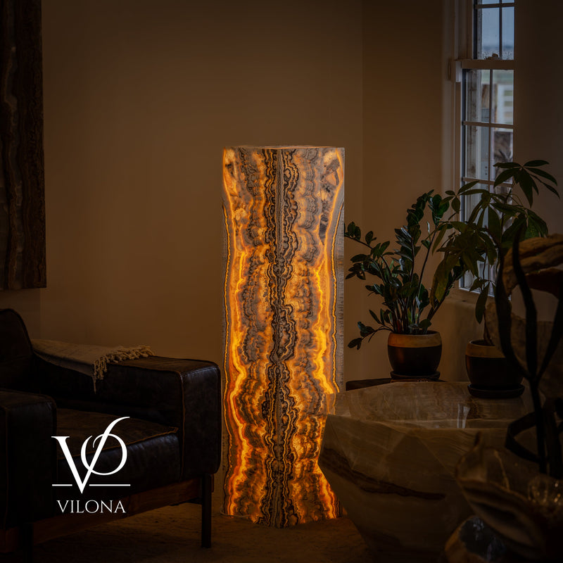 Golden Cloud Onyx Floor Lamp – Exotic – Medium – 51″ H × 12″ W × 12″ D – Square – #1, photo 7 of 15