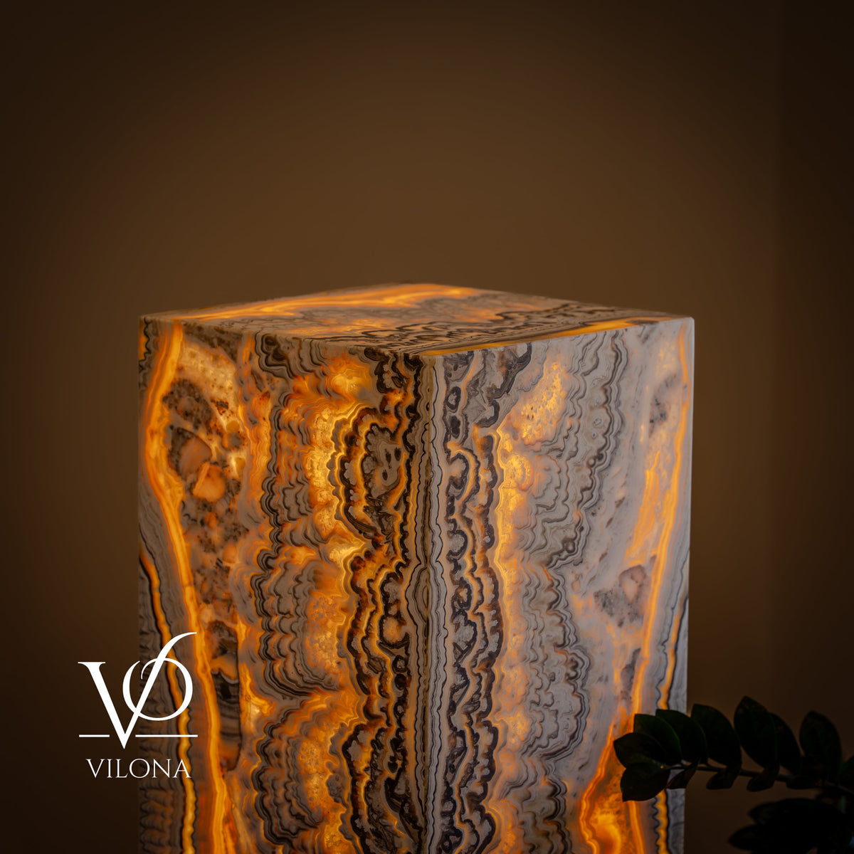 Golden Cloud Onyx Floor Lamp – Exotic – Medium – 51″ H × 12″ W × 12″ D – Square – #1, photo 13 of 15