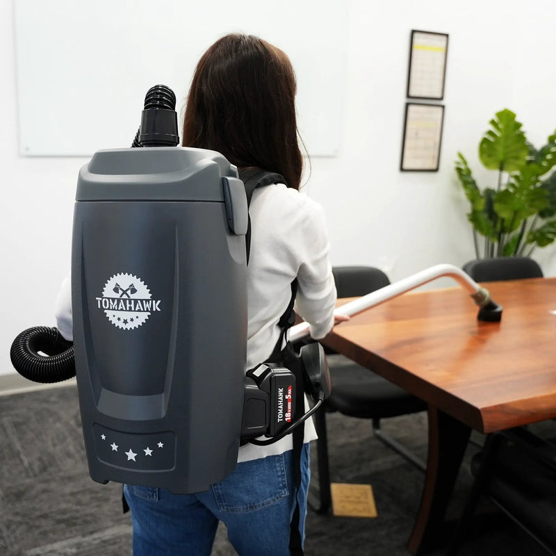 18V Battery Powered Backpack Vacuum 6L for Janitorial Cleaning – Lightweight Cordless Commercial Vacuum with Quiet Operation by Tomahawk Power