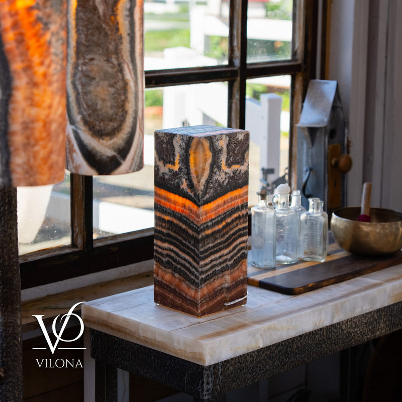 Tangerine Onyx Table Lamp – 16" Tall × 6" Square – One of a Kind #1, photo 5 of 10