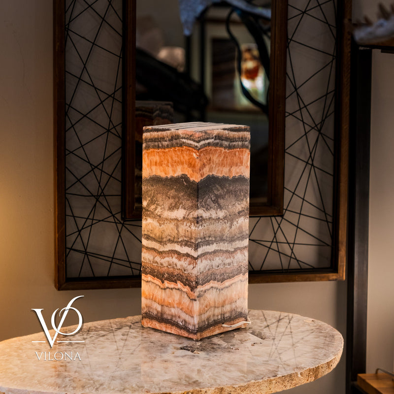 Tangerine Onyx Table Lamp – 16" Tall × 6" Square – One of a Kind #2, photo 9 of 9