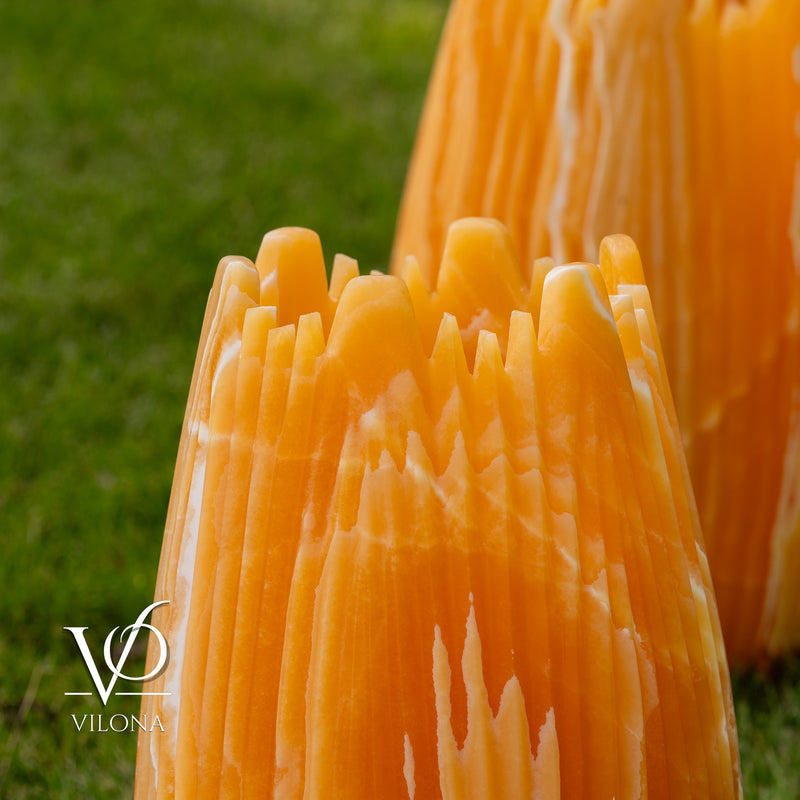 Miami Sunset Onyx Crown Lamps - Sculptural Natural Stone Pair, photo 5 of 31