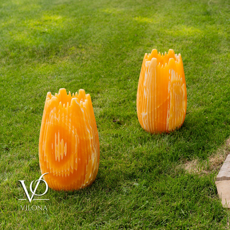Miami Sunset Onyx Crown Lamps - Sculptural Natural Stone Pair, photo 30 of 31