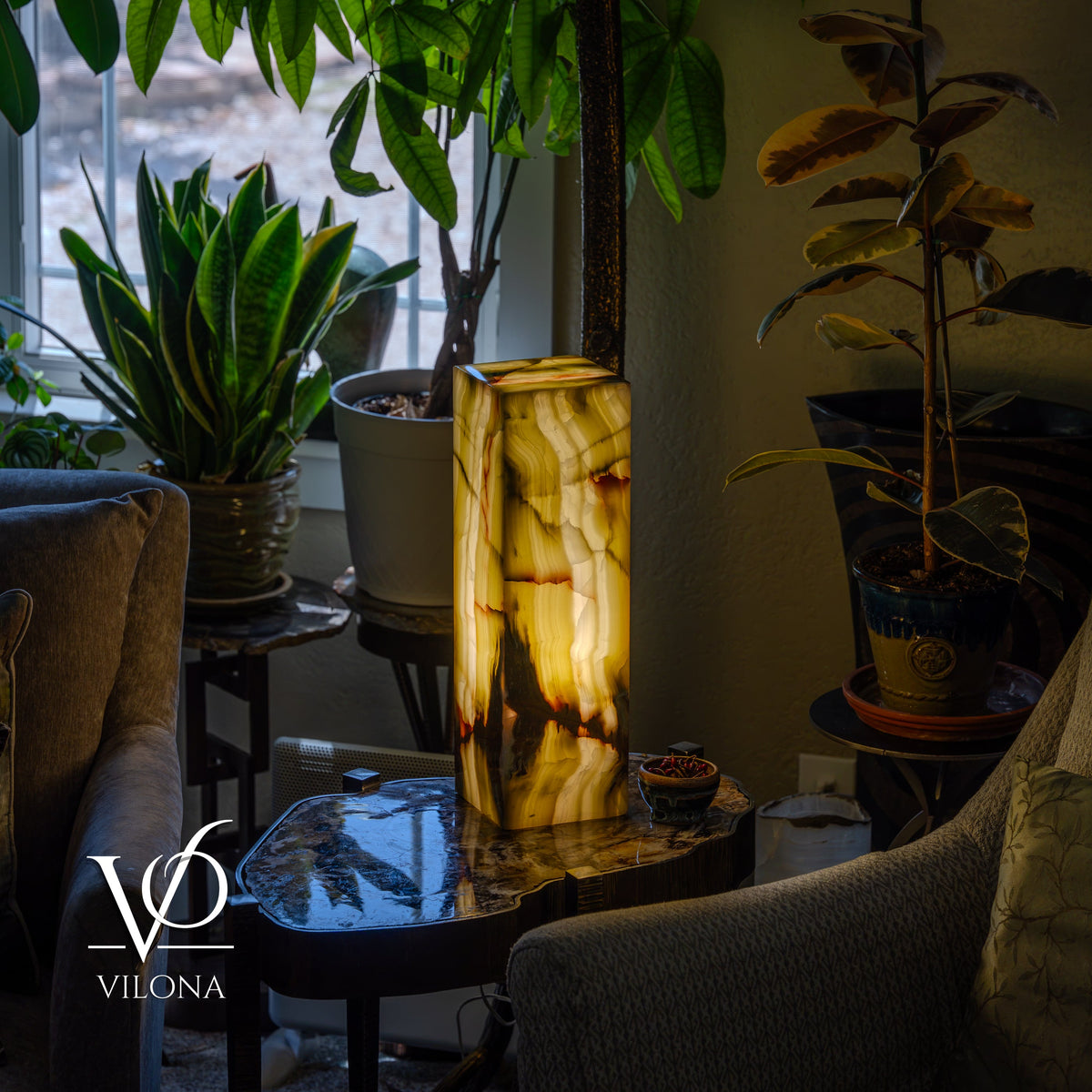 Bamboo Onyx Table Lamp – Dark Edition #1 – 19.75" Tall × 6" Wide, photo 10 of 19