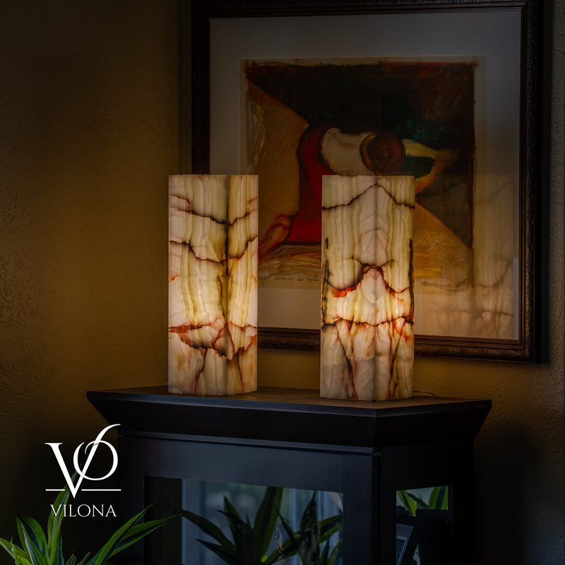 Bamboo Onyx Table Lamp Pair – Light Edition #2 – 19.75" Tall × 6" Wide Each, photo 4 of 18