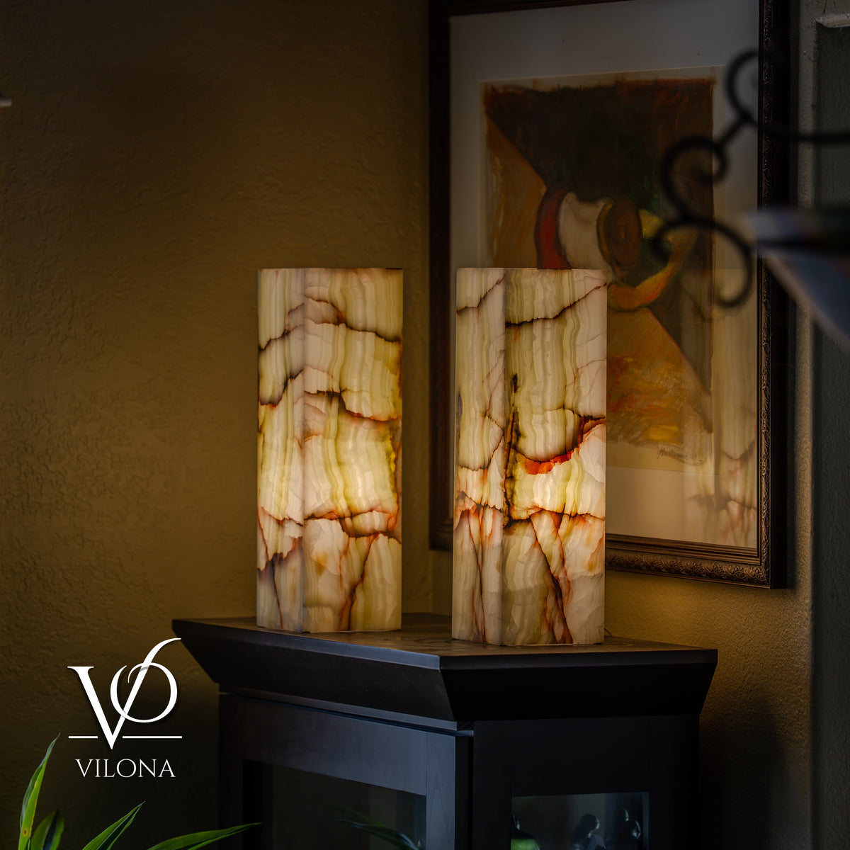 Bamboo Onyx Table Lamp Pair – Light Edition #2 – 19.75" Tall × 6" Wide Each, photo 16 of 18