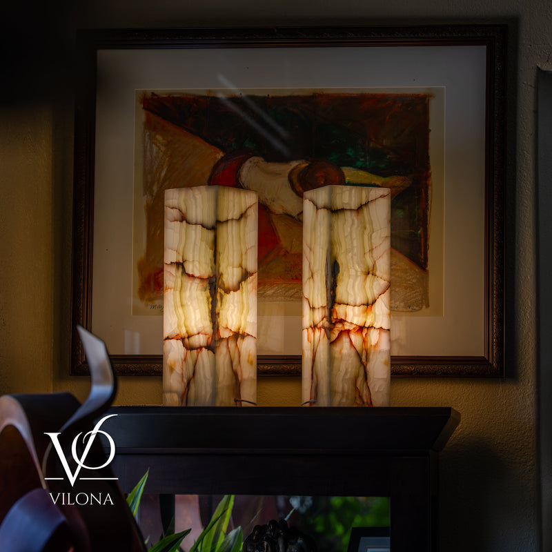 Bamboo Onyx Table Lamp Pair – Light Edition #2 – 19.75" Tall × 6" Wide Each, photo 3 of 18