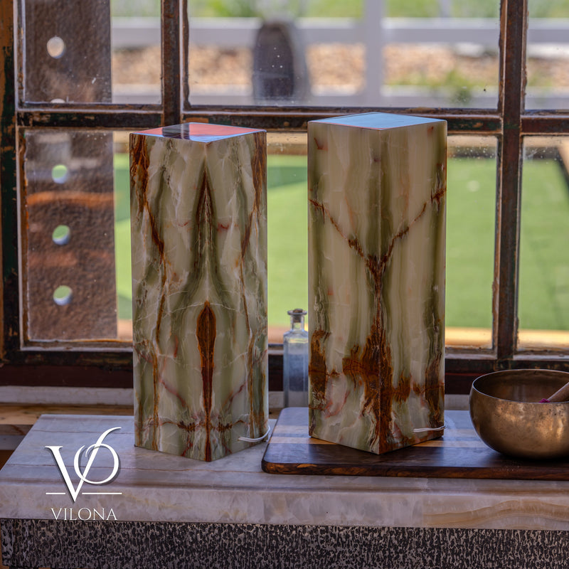 Bamboo Onyx Table Lamp Pair – Dark Edition #2 – 19.75" Tall × 6" Wide Each, photo 10 of 19