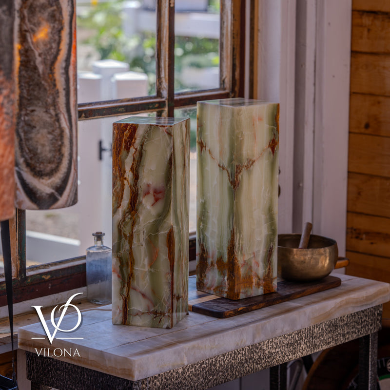 Bamboo Onyx Table Lamp Pair – Dark Edition #2 – 19.75" Tall × 6" Wide Each, photo 12 of 19