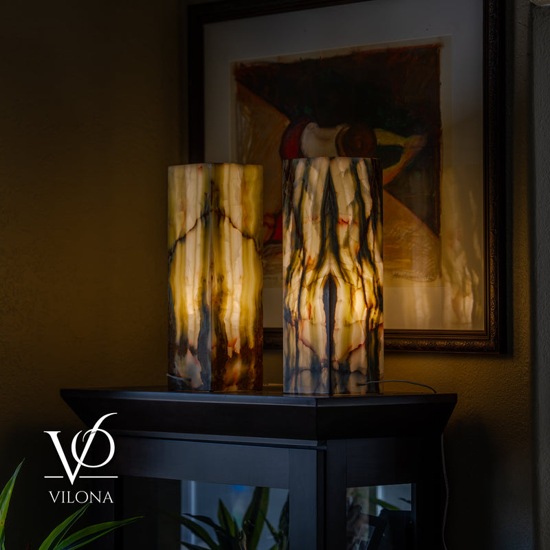 Bamboo Onyx Table Lamp Pair – Dark Edition #2 – 19.75" Tall × 6" Wide Each, photo 5 of 19