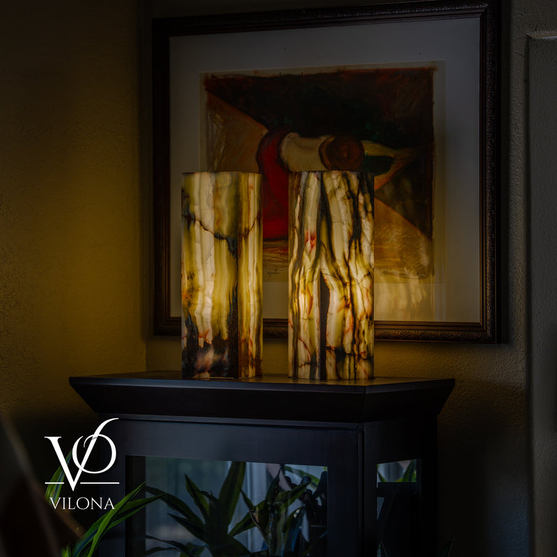 Bamboo Onyx Table Lamp Pair – Dark Edition #2 – 19.75" Tall × 6" Wide Each, photo 8 of 19