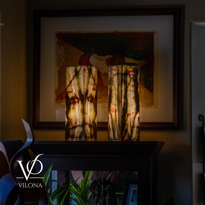 Bamboo Onyx Table Lamp Pair – Dark Edition #3 – 19.75" Tall × 6" Wide Each, photo 2 of 18