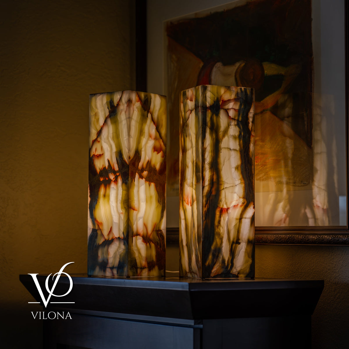 Bamboo Onyx Table Lamp Pair – Dark Edition #3 – 19.75" Tall × 6" Wide Each, photo 6 of 18