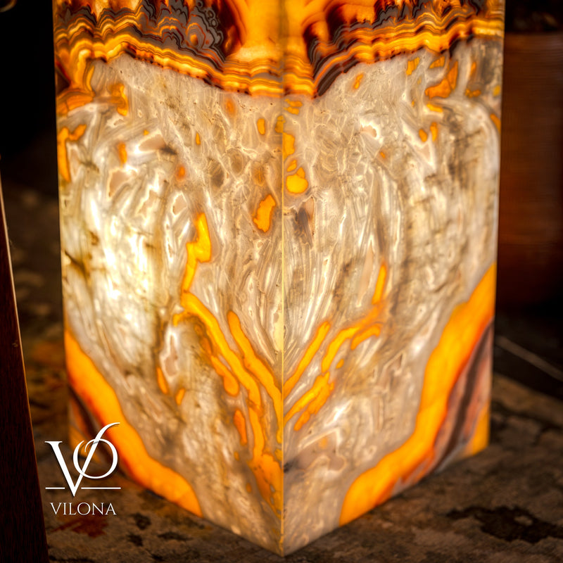 Exotic Dragon Eye Golden Cloud (Onyx Floor Lamp) - Medium - 51.25"H x 12"W - Square - #1, photo 10 of 13