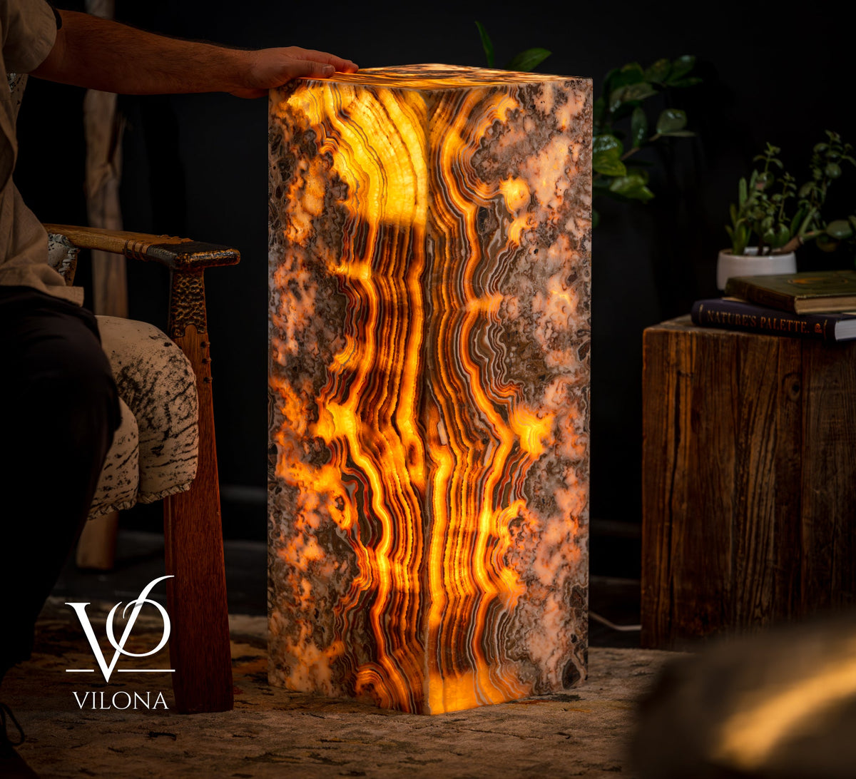Honeycomb Onyx Floor Lamp -Exotic - Small - 32” H x 12"W - Square - #2, photo 3 of 16