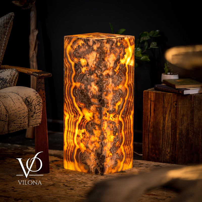 Honeycomb Onyx Floor Lamp -Exotic - Small - 32” H x 12"W - Square - #2, photo 9 of 16