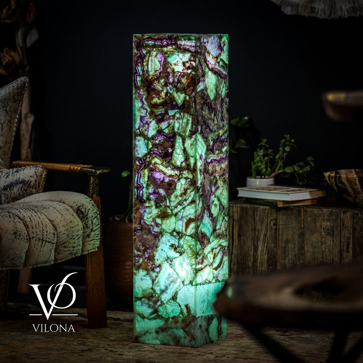 Fluorite Floor Lamp - Medium - 43.5"H x 10"W - Square - #10, photo 6 of 10