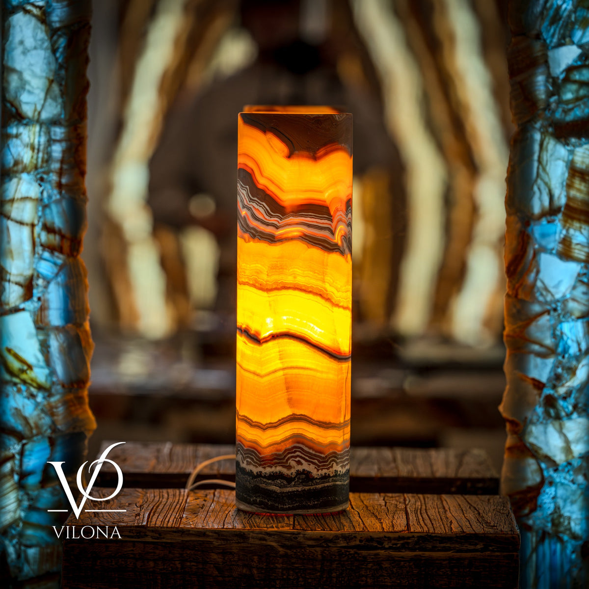 Miami Sunset Onyx Table Lamp - 20" Tall, X 6" Diameter - (Medium Cylinder #6), photo 3 of 13